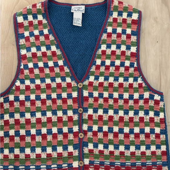 Vintage Koret Blue Knit Vest boho/cottage core vest - Picture 2 of 9